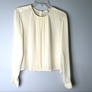 Rag & Bone Ivory Pintuck Front Silk Blouse Top